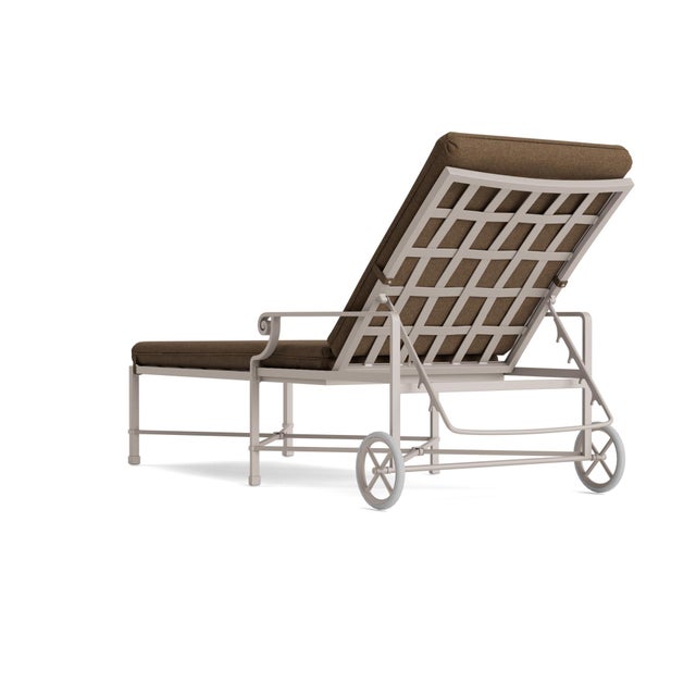 Not Yet Made - Made To Order Brown Jordan Venetian Adjustable Chaise With Wheels, Dove frame with Fusion Moccasian fabric For Sale - Image 5 of 11