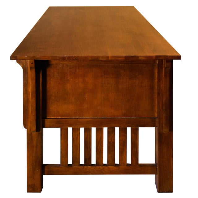 Mission Quarter Sawn Oak 5 Drawer Desk - Michael's Cherry For Sale - Image 4 of 9