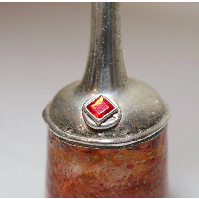 Silver Vintage Sherman Judaica Hand Blown Glass Vessel Bottle With Sterling Silver Lid For Sale - Image 8 of 11