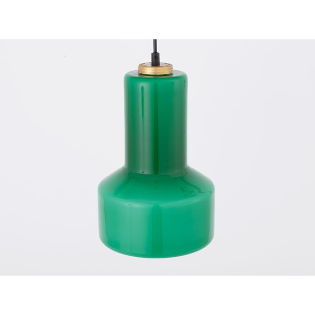 1960s Mid Century Modern Teal Green Murano Glass Pendant Light For Sale - Image 4 of 9