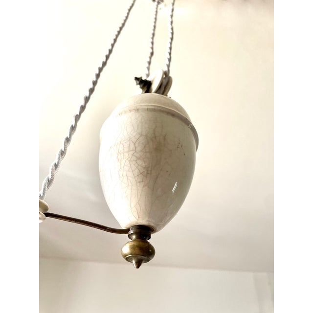 White Opaline Corolla Pulley Suspension, 1890s For Sale - Image 8 of 15