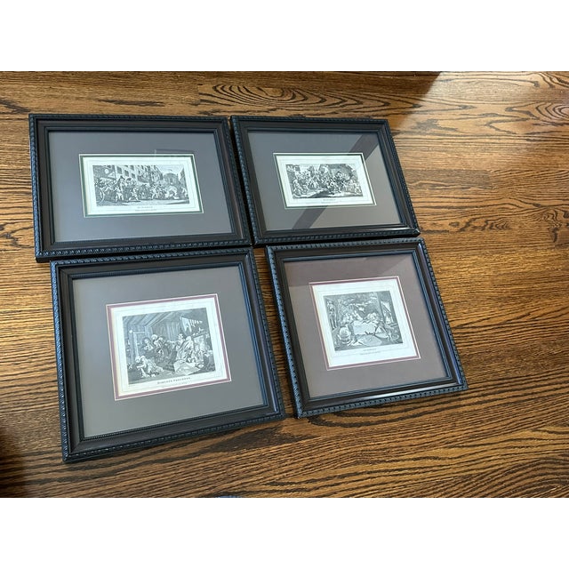English William Hogarth Antique Paintings, Framed and Matted, Set of 4 For Sale - Image 3 of 12