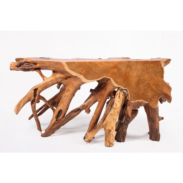 2020s Naturel Teak Root Console Table, 55" Long Light Brown For Sale - Image 5 of 6