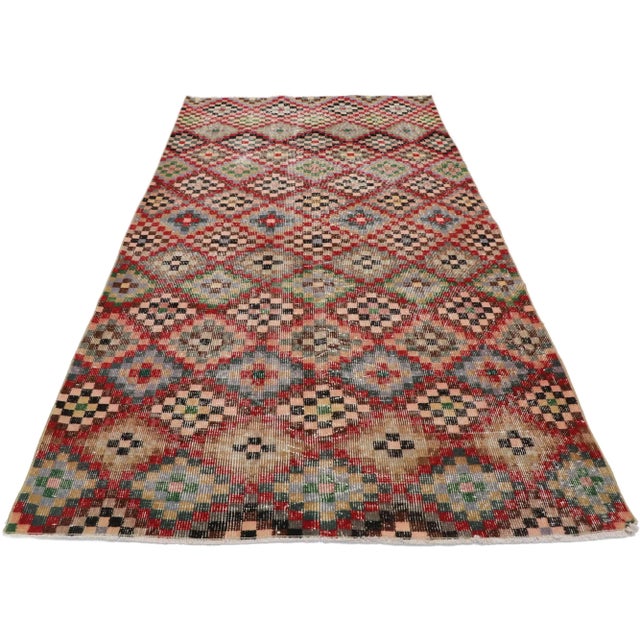 Vintage Turkish Sivas Rug With Modern Cubist Style - 03'10 X 07'02 For Sale - Image 4 of 10