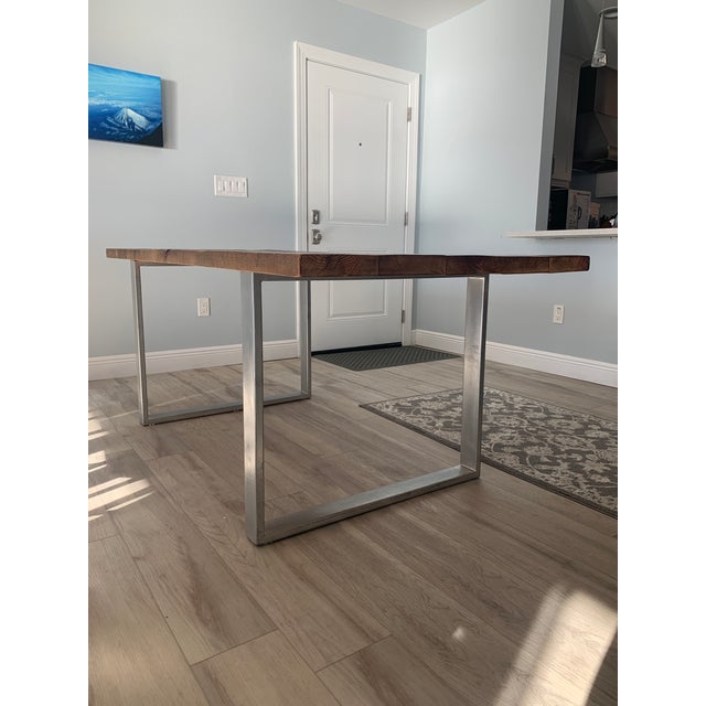 Rustic Artisan Crafted 100 Year Old Barnwood Farmer's Table For Sale - Image 3 of 7