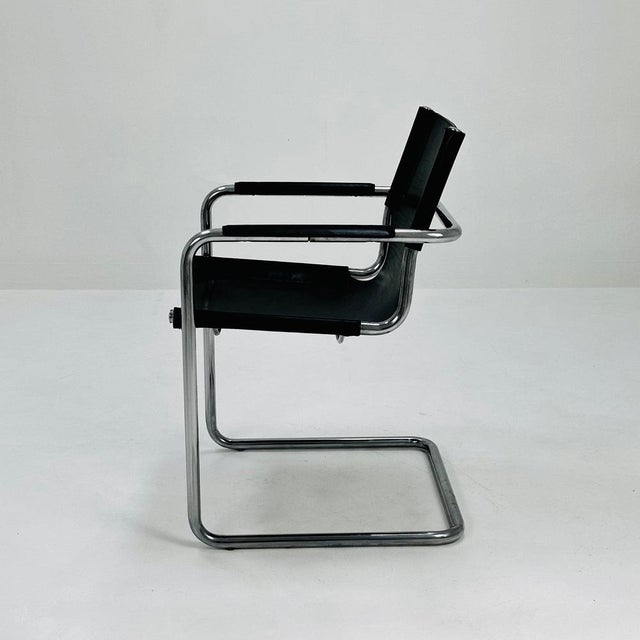 1 of 10 Matteo Grassi visitor chair in black leather Italy 1980s Black Leather Model Visitor Desk by Mart Stam & Marcel...