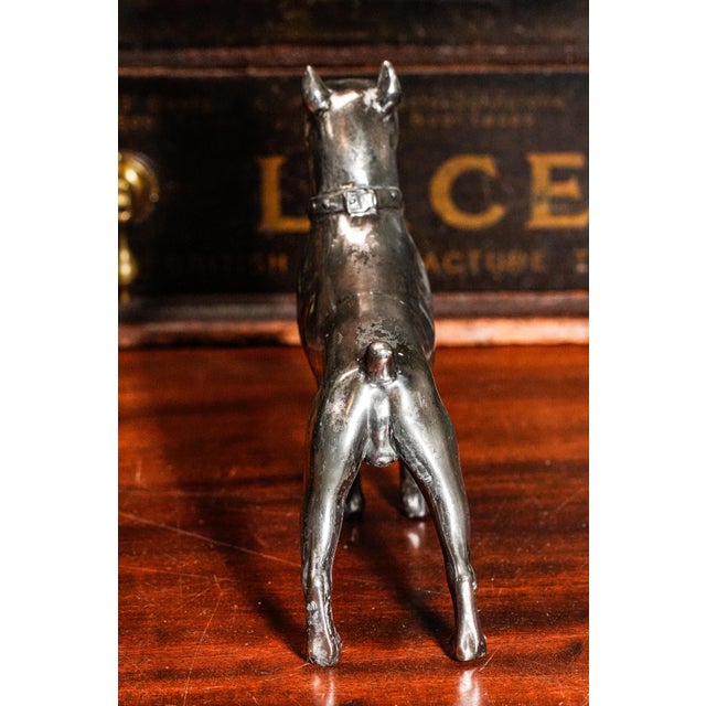 Solid Metal Cast Silverplate Antique Jennings Brothers Boxer Dog Statue Sculpture Pet For Sale - Image 12 of 14