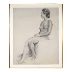Large Vintage Art Deco Charcoal Nude Female Figure Study by Illustrator William B Pattengill 1934