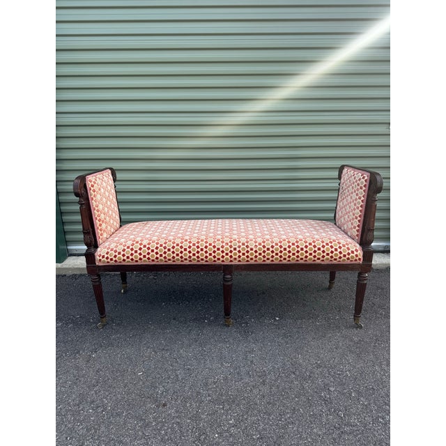 Antique French Window Bench in Designer Velvet Fabric For Sale - Image 4 of 5