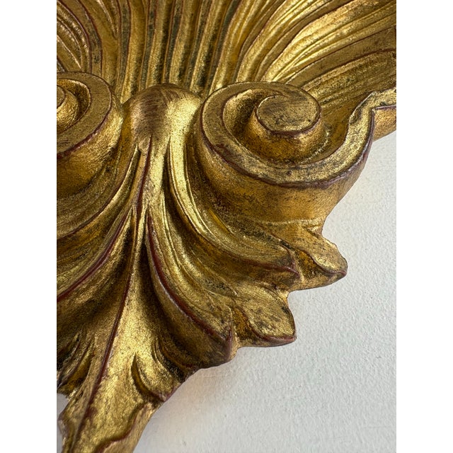 Mid-Century Vintage Italian Hand Carved Shell Wall Brackets For Sale - Image 9 of 10