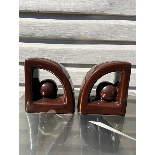 Contemporary 1980 Haeger Ceramic Brown Bookends - a Pair For Sale - Image 3 of 5