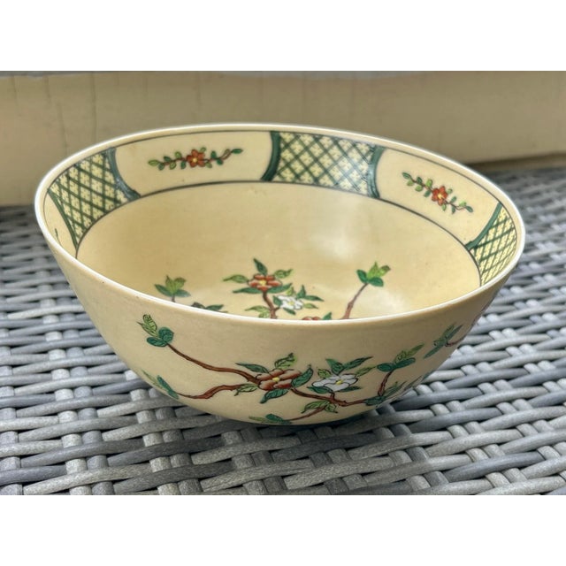 Green Chinese Hand Painted Apple Blossom Bowl For Sale - Image 8 of 9