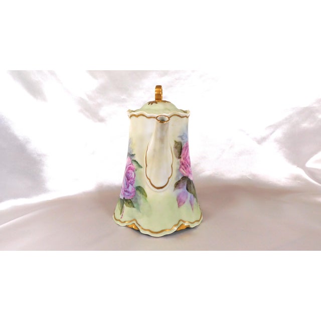 1940s Signed Hutschenreuther Coffee Pot With Pink Flowers For Sale In San Francisco - Image 6 of 8