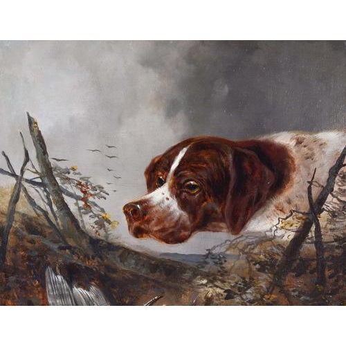 German Artist, Hunting Scene, Late 1800s, Oil on Canvas For Sale - Image 4 of 5