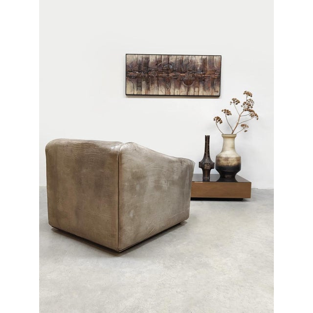 1970s Set of Vintage Leather DS47 Armchair and Ottoman from de Sede, 1970s For Sale - Image 5 of 6