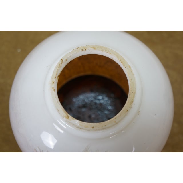 1970's Aladdin #23 Milk Glass Floral Kerosene Hurricane Oil Lamp Lantern 21" For Sale - Image 11 of 15