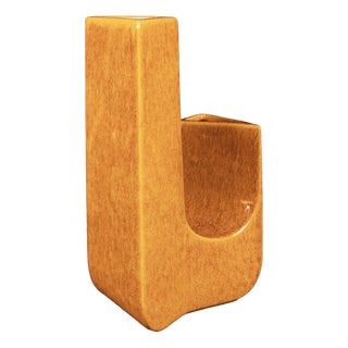 Space Age Sculptural Amber Ceramic Vase, Italy, 1970 For Sale