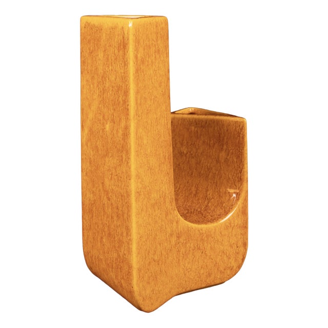 Space Age Sculptural Amber Ceramic Vase, Italy, 1970 For Sale