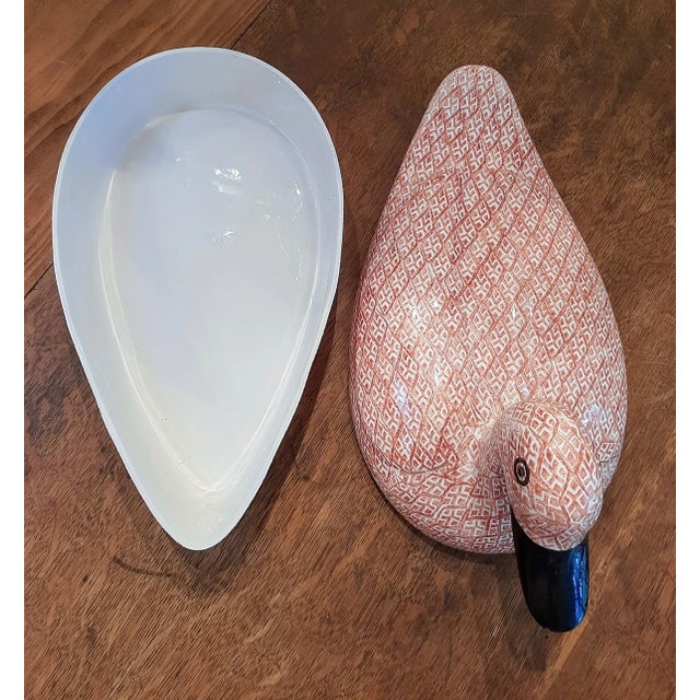 Italian Ceramic Pottery Duck Tureen Hand Painted For Sale - Image 9 of 10