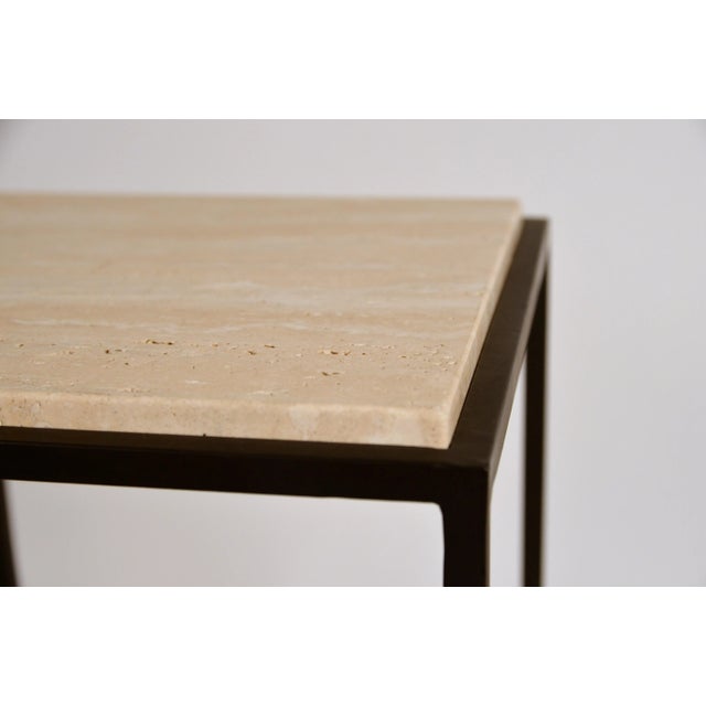 Not Yet Made - Made To Order Diagramme' Wrought Iron and Honed Travertine Side Table by Design Frères For Sale - Image 5 of 8