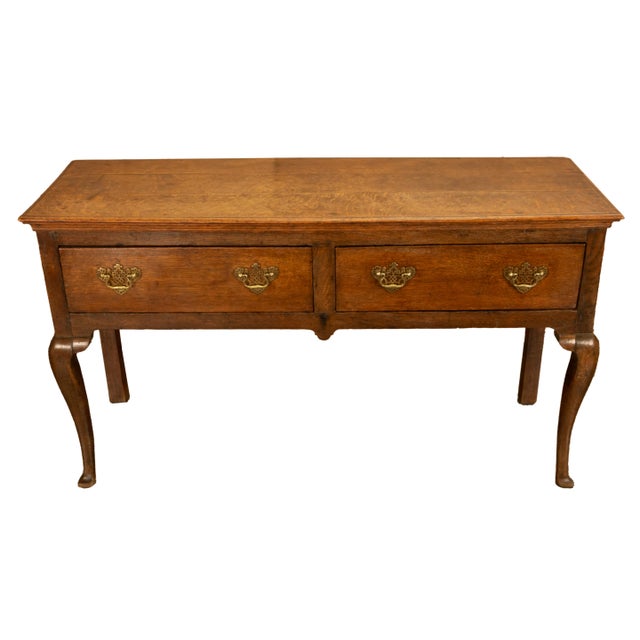 Antique 18thC Georgian Oak Welsh Two Drawer Dresser Base Server Side Table 1760 For Sale - Image 10 of 14