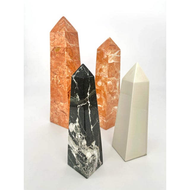 Orange 1980s Decorative Marble, Porcelain Obelisks- Set of 4 For Sale - Image 8 of 12