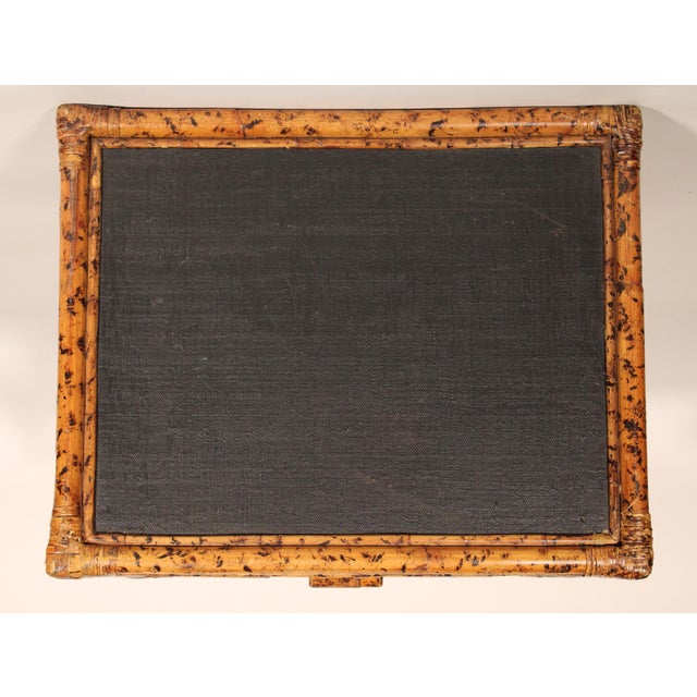 Wood Pair of Aesthetic Movement Style Rattan, Metal and Canvas Side Tables For Sale - Image 7 of 13