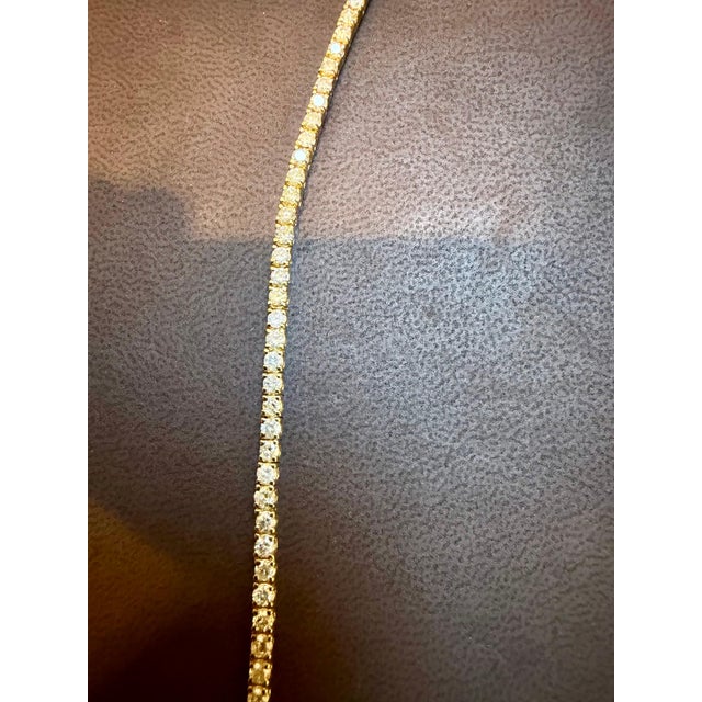 Metal Round Diamond Line Tennis Bracelet in Yellow Gold 3.85 Carat, 14 K Yellow Gold For Sale - Image 7 of 18