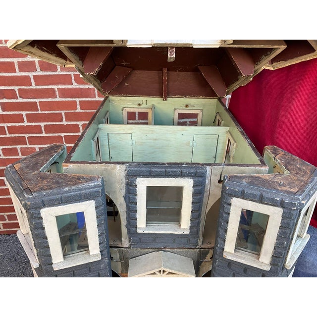 Antique Wood Victorian Doll House With Working Glass Windows For Sale - Image 11 of 18