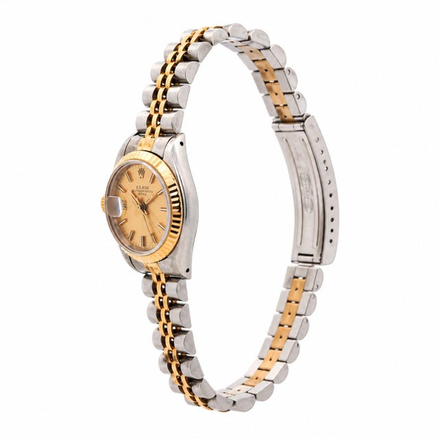 Mid 20th Century Vintage Rolex Datejust 26mm Two Tone 18k Gold Steel Fluted Bezel Jubilee Watch For Sale - Image 5 of 8