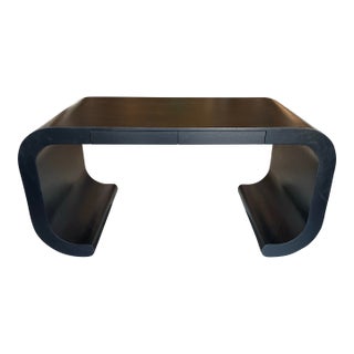 Large 1970's Karl Springer Style Scroll Console Table/Desk For Sale