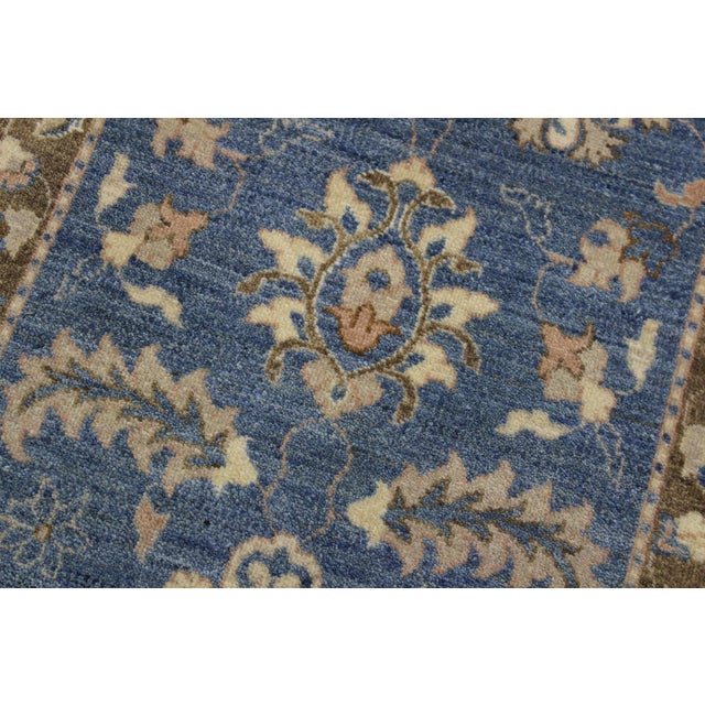 1990s Shabby Chic Ziegler Blue/Brown Wool Runner Rug- 2'7'' X 12'2'' For Sale - Image 5 of 10