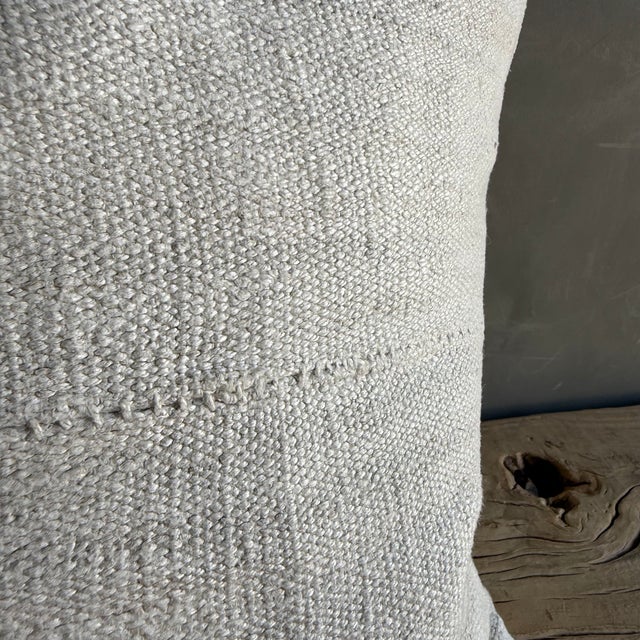 Mid-Century Modern Vintage Rug Pillow Cover With Original Seams For Sale - Image 3 of 6