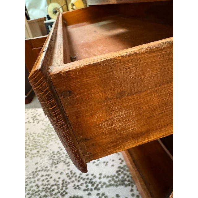 American Oak Wood China Cabinet For Sale - Image 10 of 12