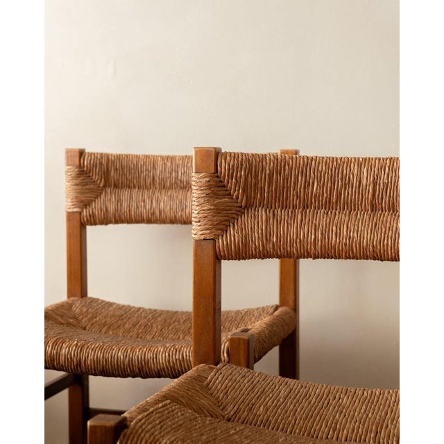 Mid-Century Modern French Mid-Century Wood and Rush Dining Chairs, 1960s, Set of 6 For Sale - Image 3 of 18