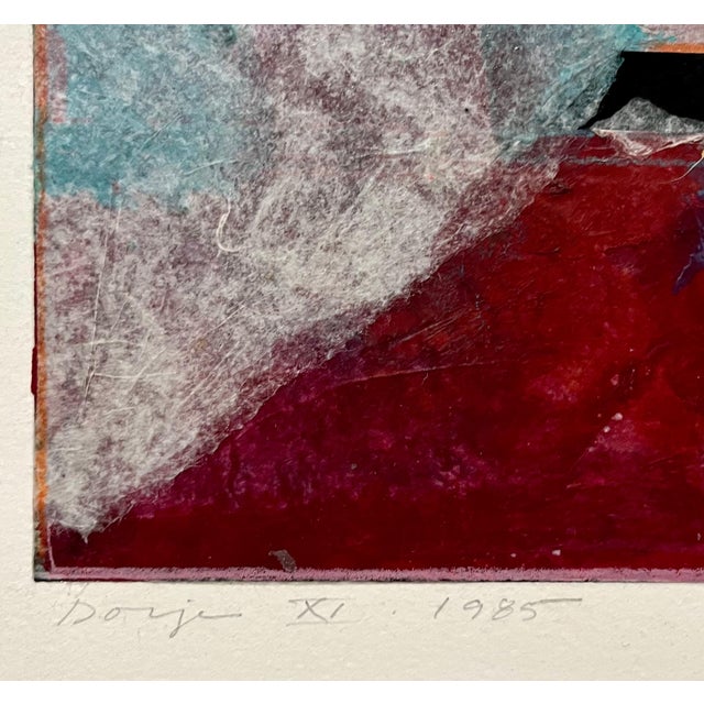 Robert Kelly, 1985 Abstract Geometric Monoprint Painting Chine Colle Collage Robert Kelly, 1985 For Sale - Image 4 of 5