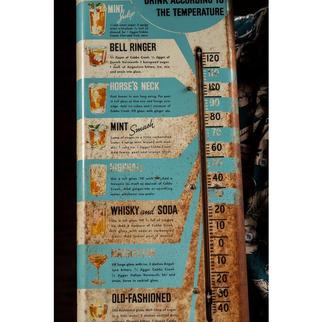 Vintage Cobbs Creek Tin Litho Advertising Thermometer For Sale - Image 4 of 6