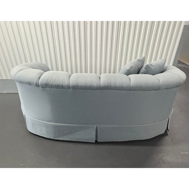Blue Blue Channel Back Upholstered Pleated Skirt Sofa by Harden Furniture For Sale - Image 8 of 12
