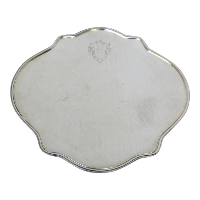 Quatrefoil Sheffield Silver Platter Cake Stand Pedestal Plate For Sale