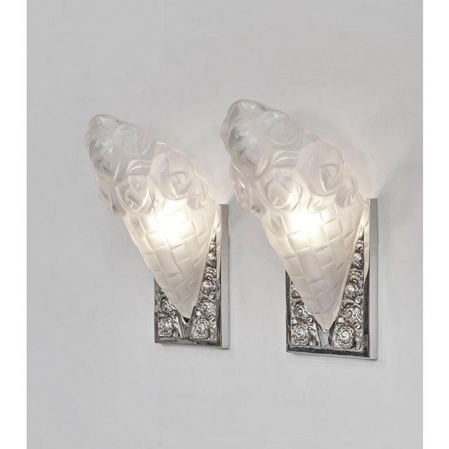 David Gueron Degue A Pair of French Art Deco Wall Sconces by Dgue 1930 France - 2 Pairs Available For Sale - Image 4 of 8