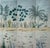 Hand-Painted Chinoiserie Landscape Wallpaper on Gradient Xuan Paper – Coastal Botanical & Tropical Garden, Set of 3 For Sale