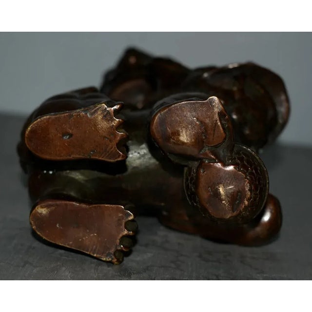 Vintage Chinese Bronze Foo Dog Candle Holder For Sale - Image 13 of 13
