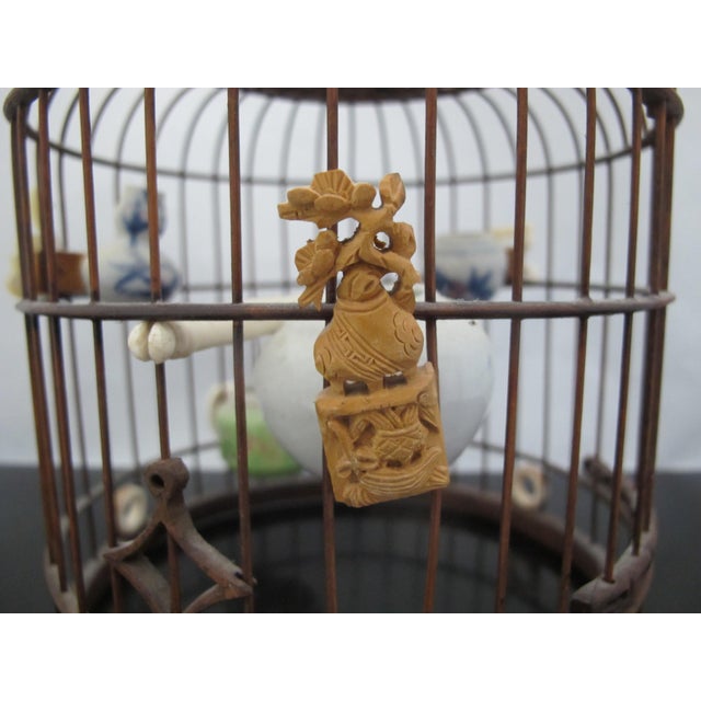 Very Sweet Chinese Wood Bird Cage Carved Tokens Pots & Porcelain Pots For Sale In Portland, OR - Image 6 of 18