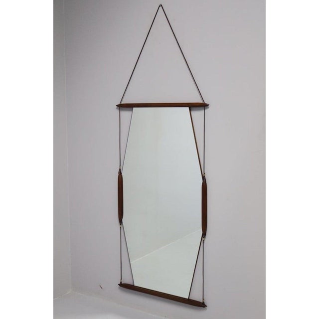 Brown Wall Mirror with Original Label from MIM, 1958 For Sale - Image 8 of 13