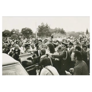 Jackie Kennedy with Crowd of People, 1970s, Black & White Photograph For Sale