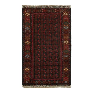 Rug & Kilim’s Baluch Tribal Rug in Red, Teal and Rust Color Geometric Patterns For Sale