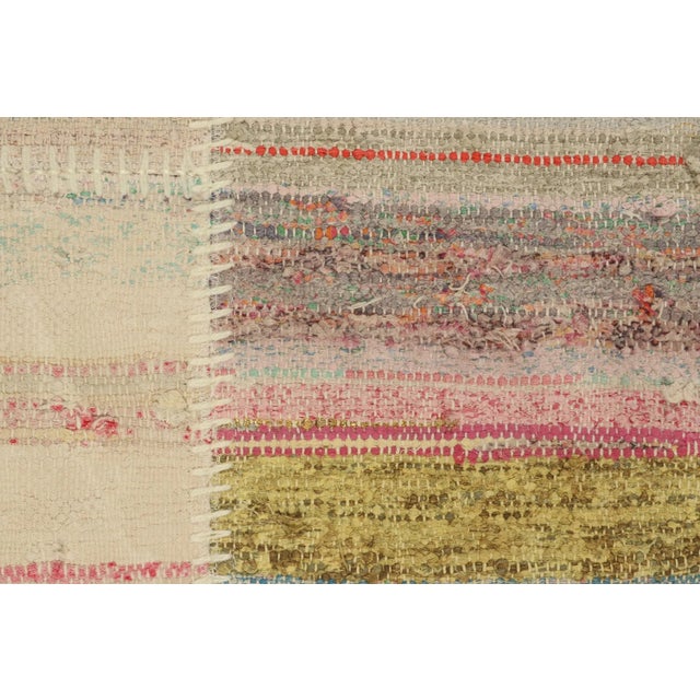 Rug & Kilim’s Patchwork Kilim Square Rug in Polychromatic Stripes For Sale In New York - Image 6 of 6