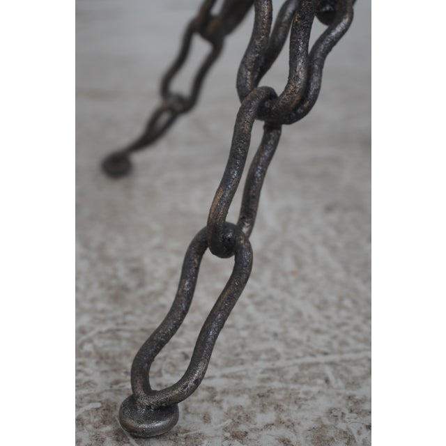 Metal Maitland Smith Round Marble Top Chain Base Lamp Table For Sale - Image 7 of 11