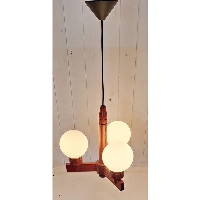 Vintage Hanging Lamp in Pine, 1970s For Sale - Image 3 of 8