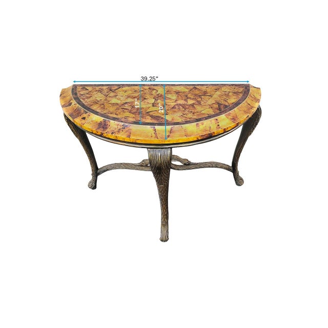Table - Rare Pen Shell Demi-Lune Console With Swans For Sale - Image 9 of 9